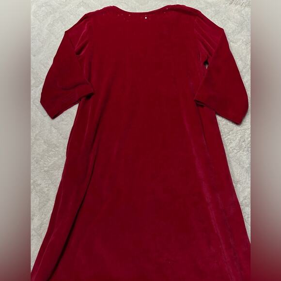 Quacker factory red velour snowflake dress house coat size medium - Picture 10 of 11